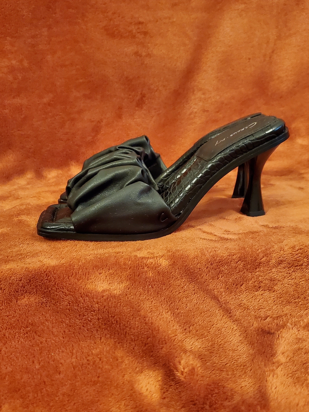 Circus by Sam Edelman Black Ruched Open-Toe Slide Mule